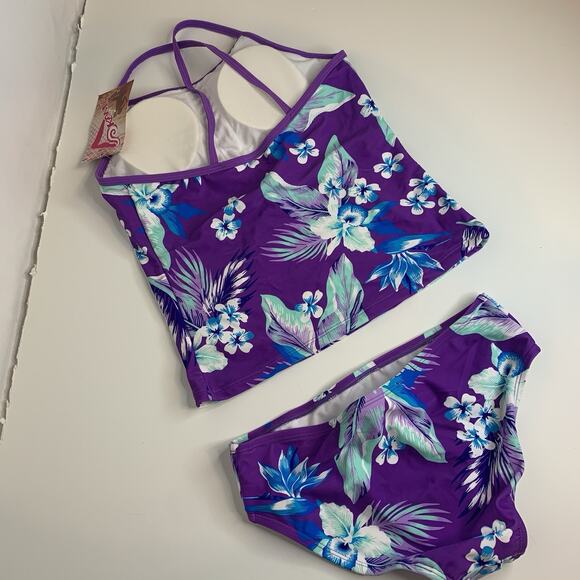 Kanu Surf Girls Melanie Beach Sport 2 Piece Tankini Swimsuit Size 14 UPF 50+ - Picture 10 of 13